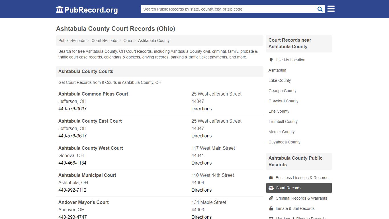 Free Ashtabula County Court Records (Ohio Court Records) - PubRecord.org