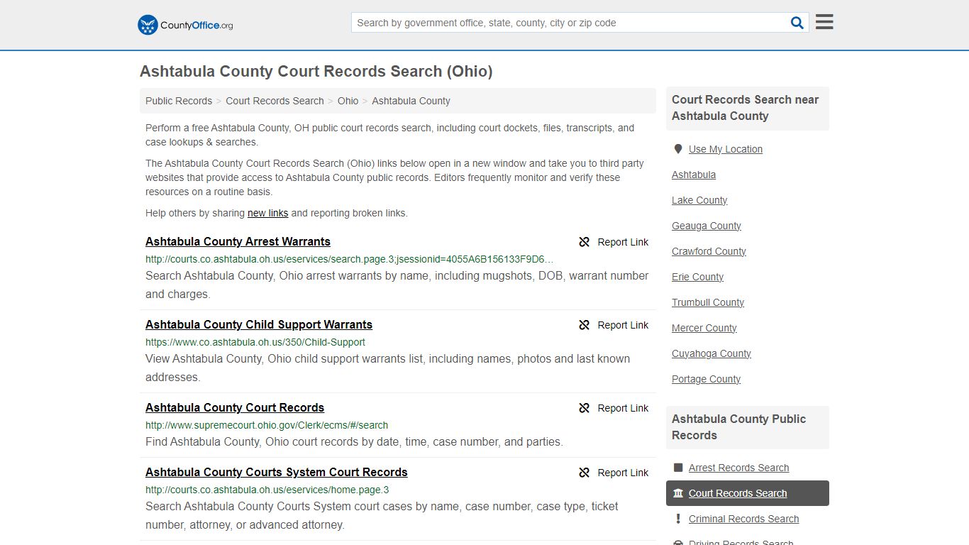 Court Records Search - Ashtabula County, OH (Adoptions, Criminal, Child ...